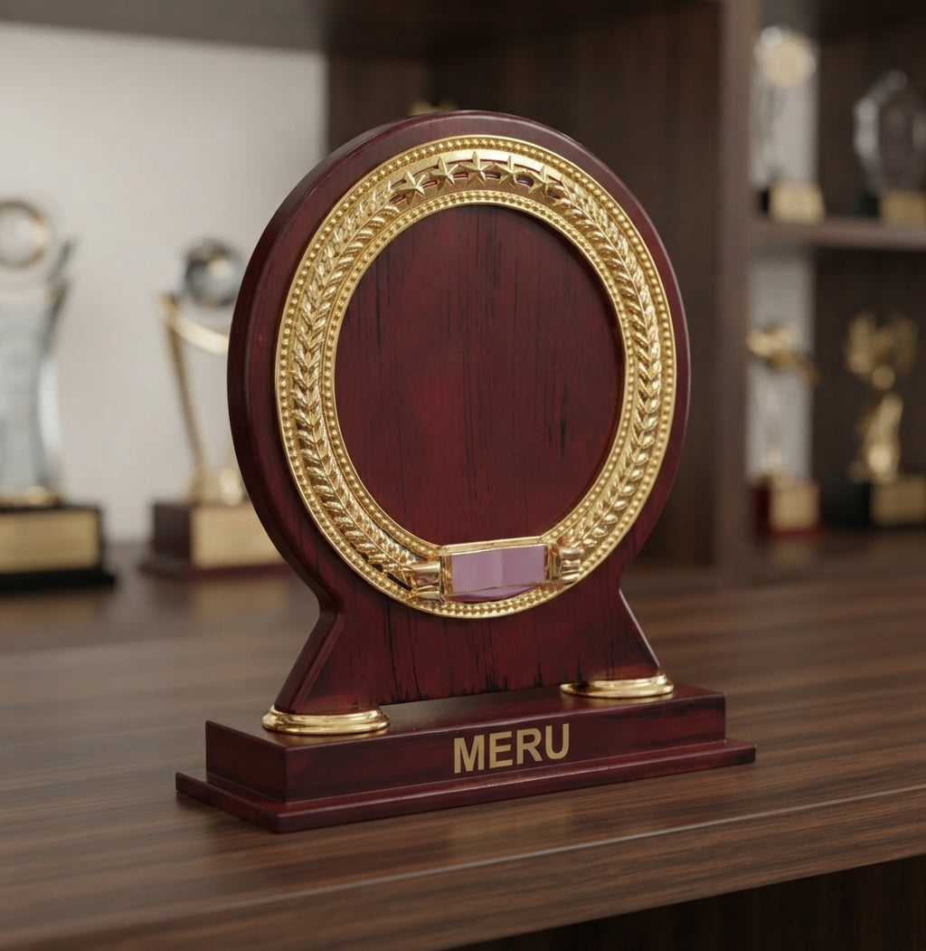 Wooden Memento Trophy Corporate Award Custom Engraved Medals 3145 alternate view - Meru Trophy