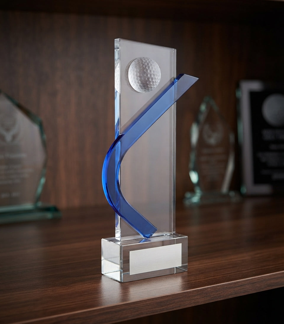 Crystal Golf Trophy Award CST 11 - Custom Crystal Awards alternate view - Meru Trophy