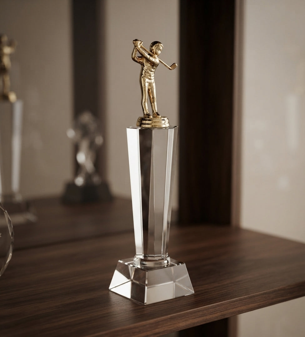 Crystal Golf Trophy Custom Awards CST-107 - Crystal Awards alternate view - Meru Trophy