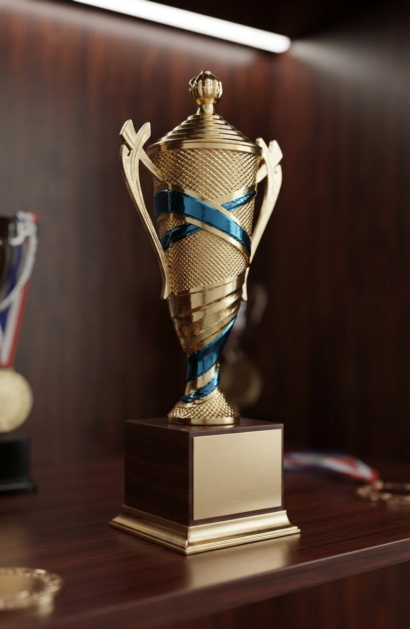 Gold and Blue Fibre Trophy Award ABS 78 - Fiber Trophies Online alternate view - Meru Trophy