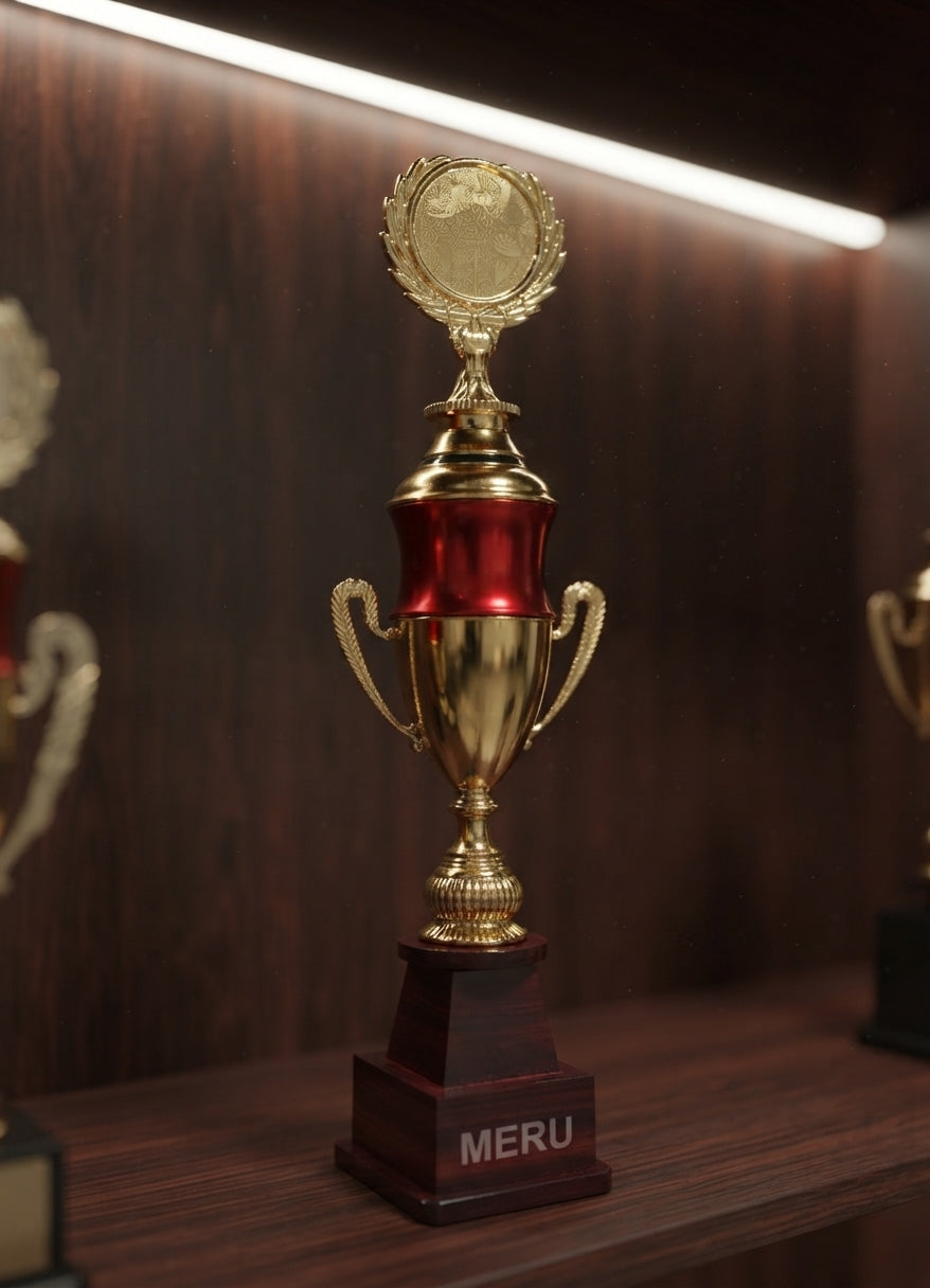Custom Award Trophy Gold Maroon Cup Trophy  403 alternate view - Meru Trophy