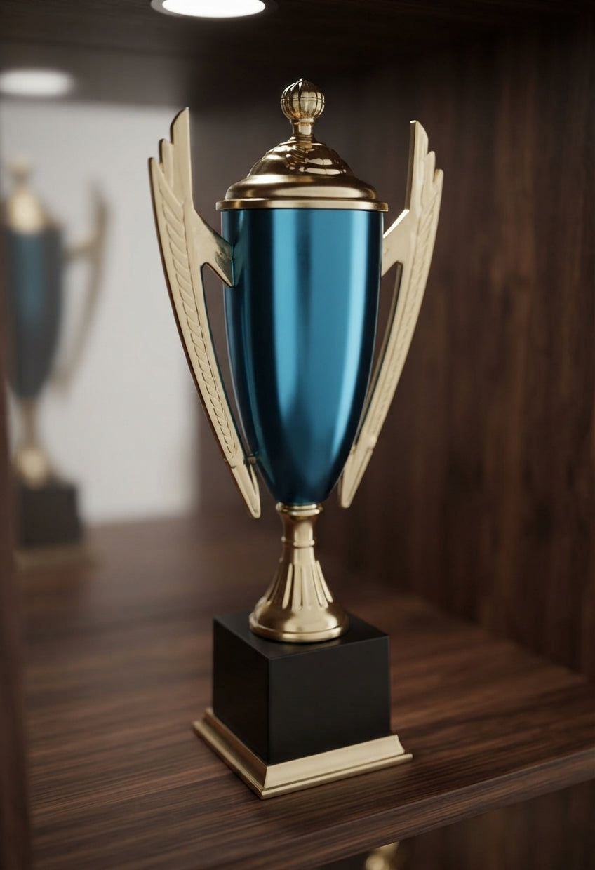 Blue and Gold Fibre Trophy Award J1011 - Fiber Trophies Online alternate view - Meru Trophy