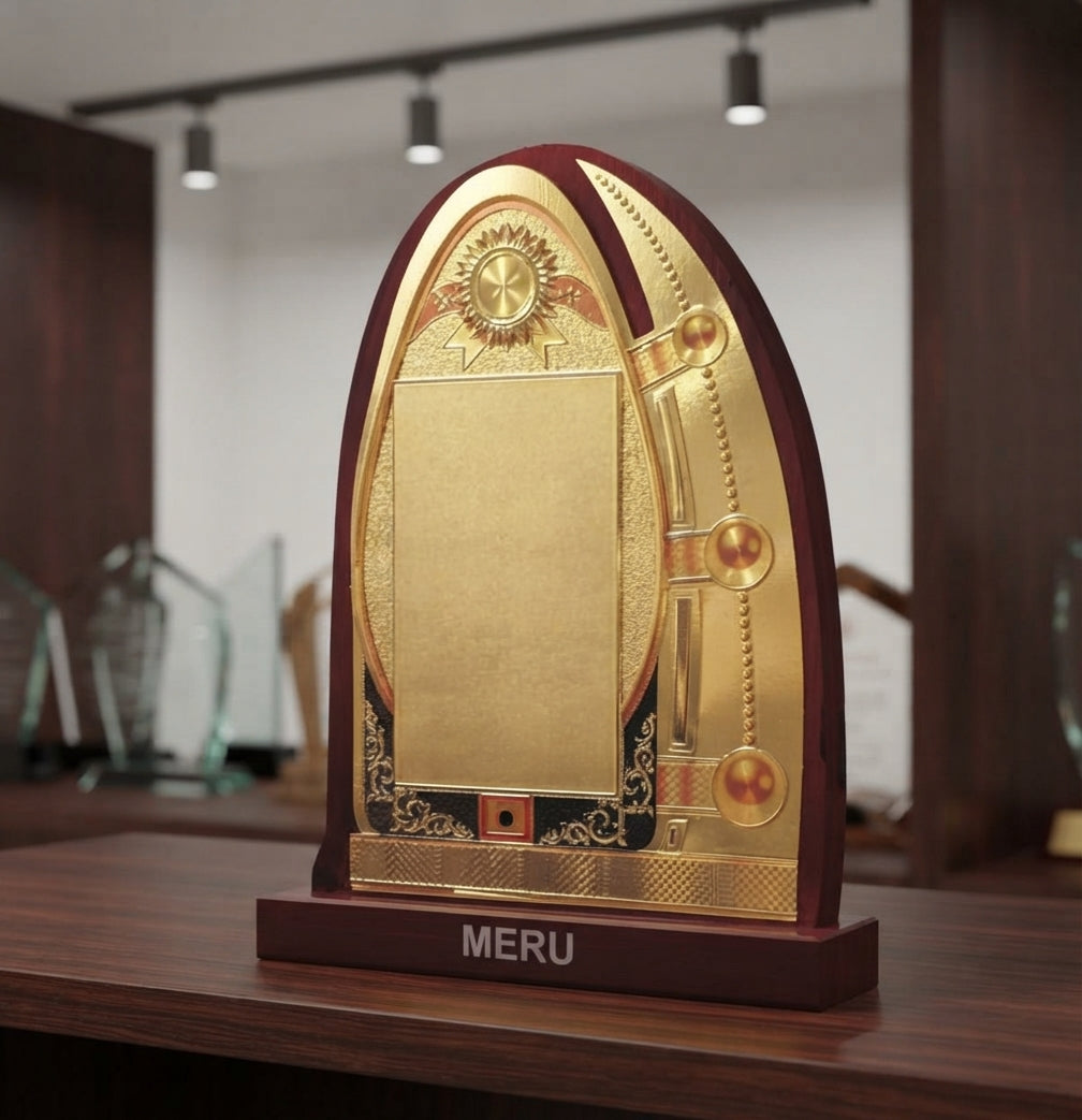 Wooden Memento Recognition Award Trophy 3217 - Custom Engraved Trophies alternate view - Meru Trophy