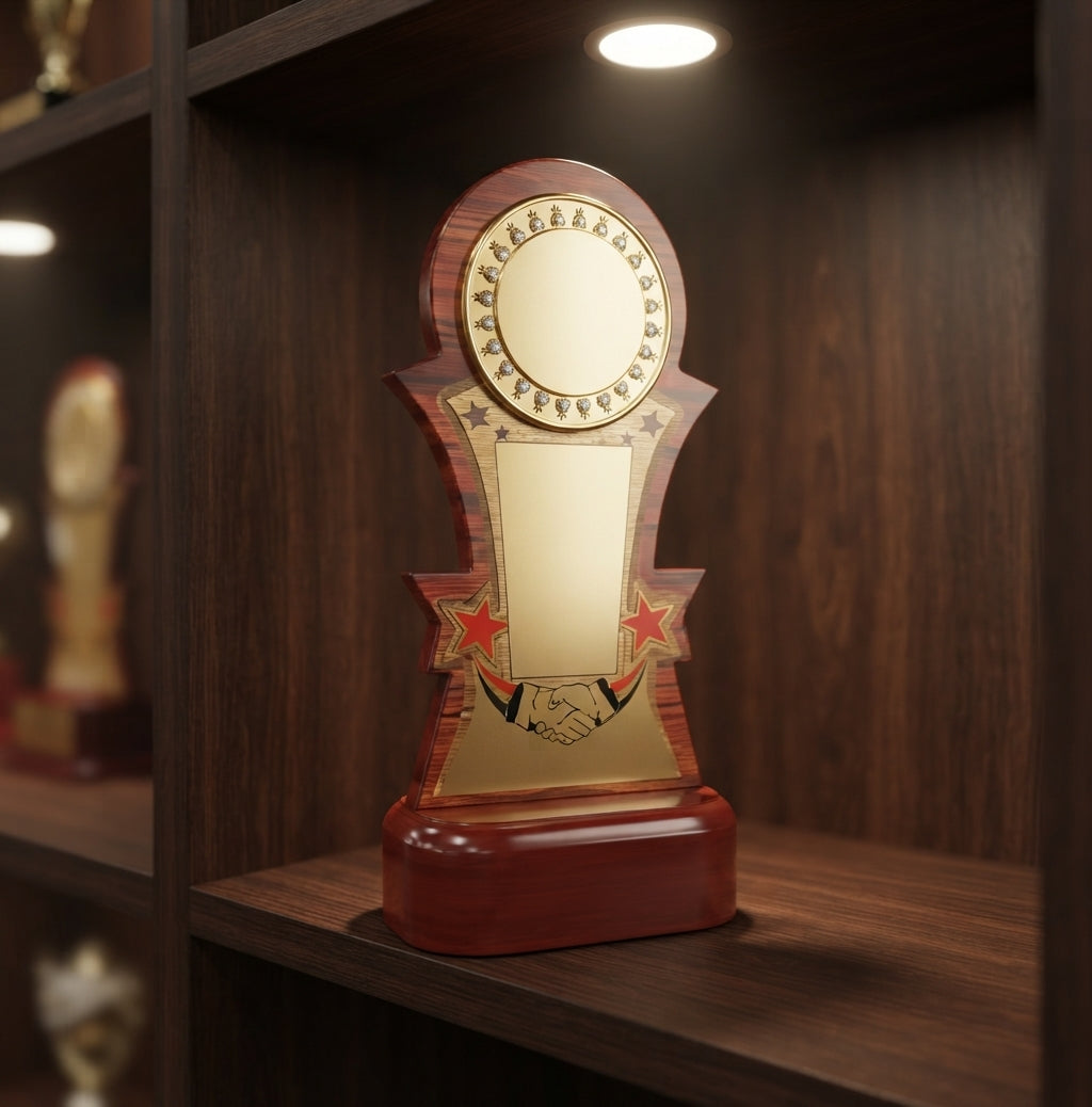 Wooden Award Trophy for Recognition and Corporate Awards EC 119 alternate view - Meru Trophy