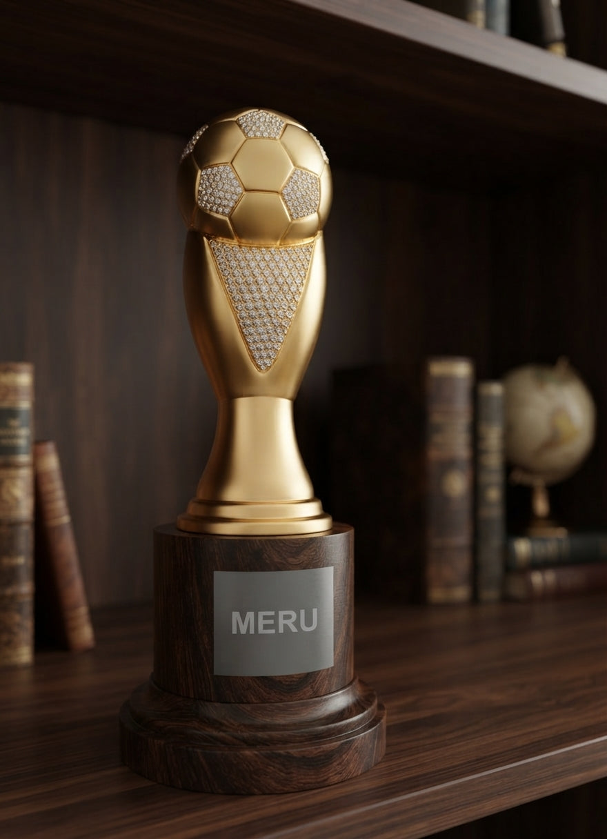 Gold Soccer Ball Metal Trophy Custom Award 4107 alternate view - Meru Trophy