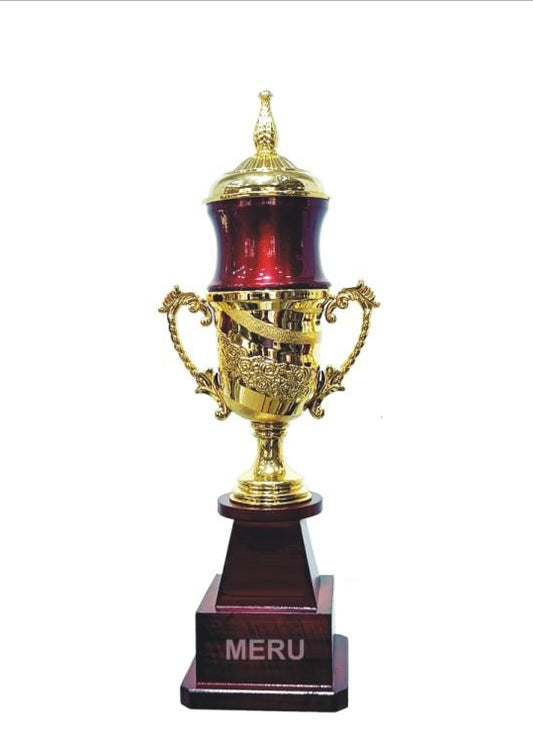 Elegant award trophy with gold accents.