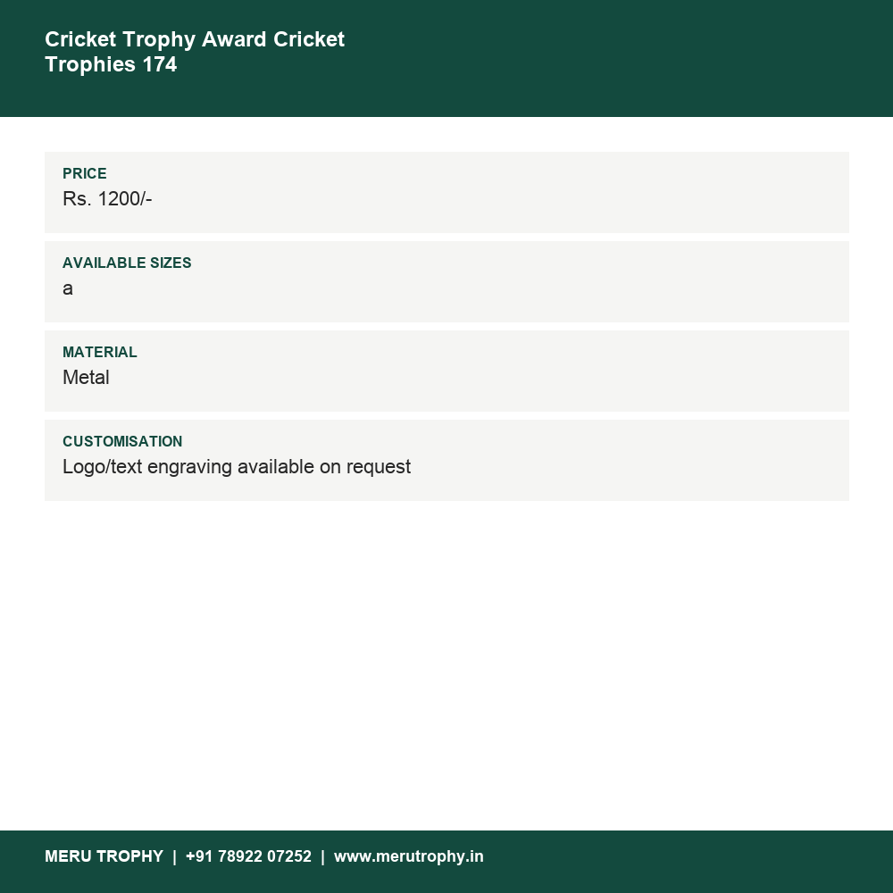 Cricket Trophy Award Cricket Trophies 174 details - Meru Trophy