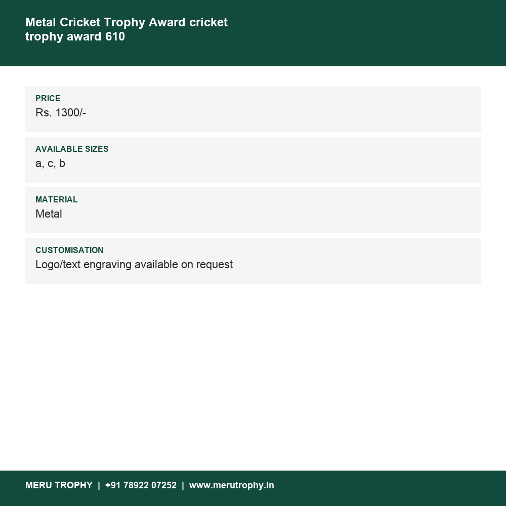 Metal Cricket Trophy Award cricket trophy award 610 details - Meru Trophy