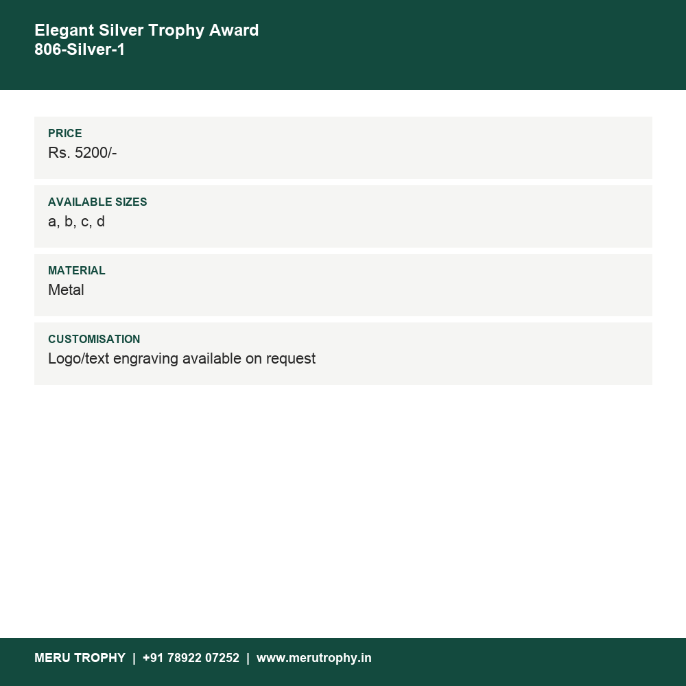 Elegant Silver Trophy Award 806-Silver-1 details - Meru Trophy