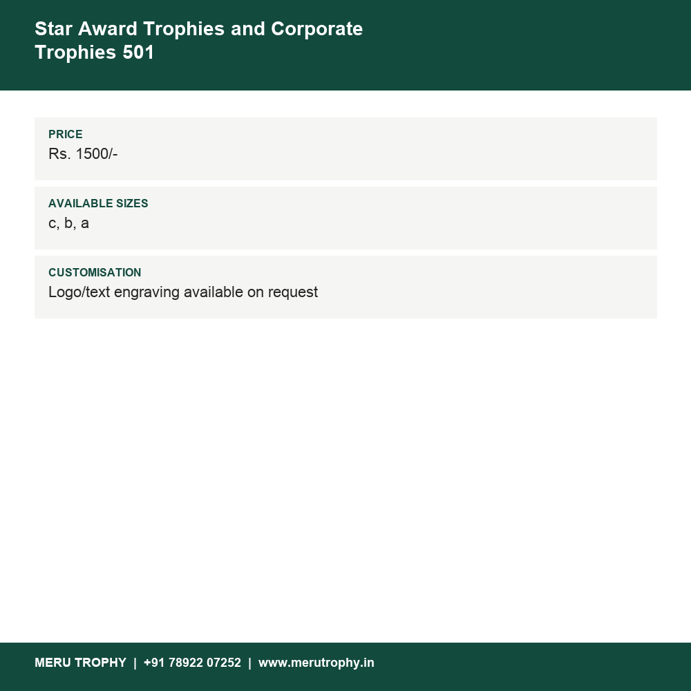 Star Award Trophies and Corporate Trophies 501 details - Meru Trophy