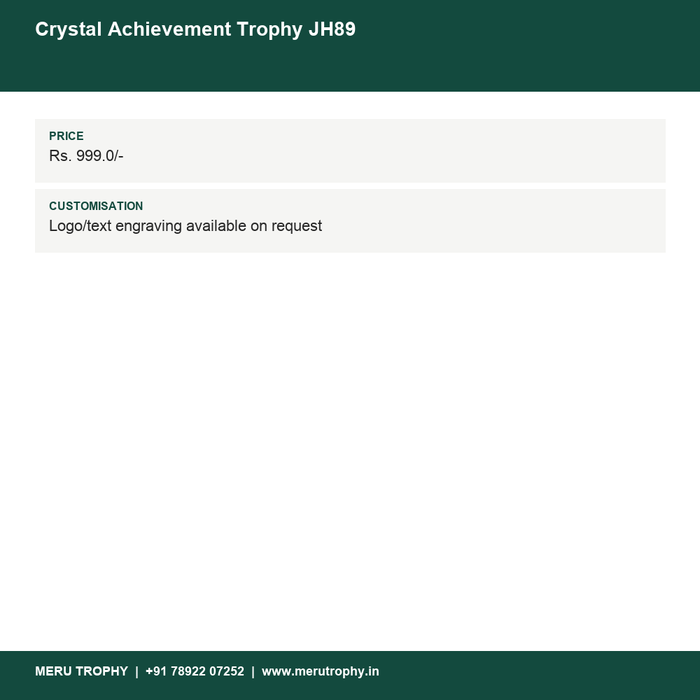 Crystal Achievement Trophy JH89 details - Meru Trophy