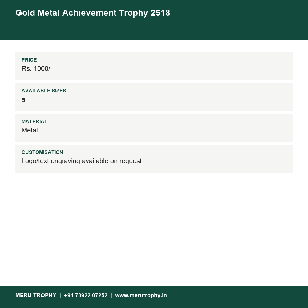 Gold Metal Achievement Trophy 2518 details - Meru Trophy