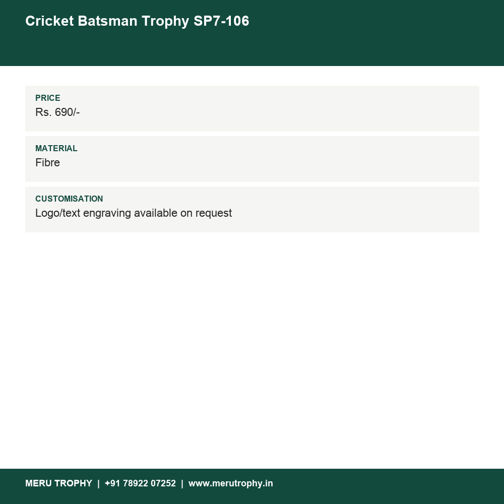 Cricket Batsman Trophy SP7-106 details - Meru Trophy