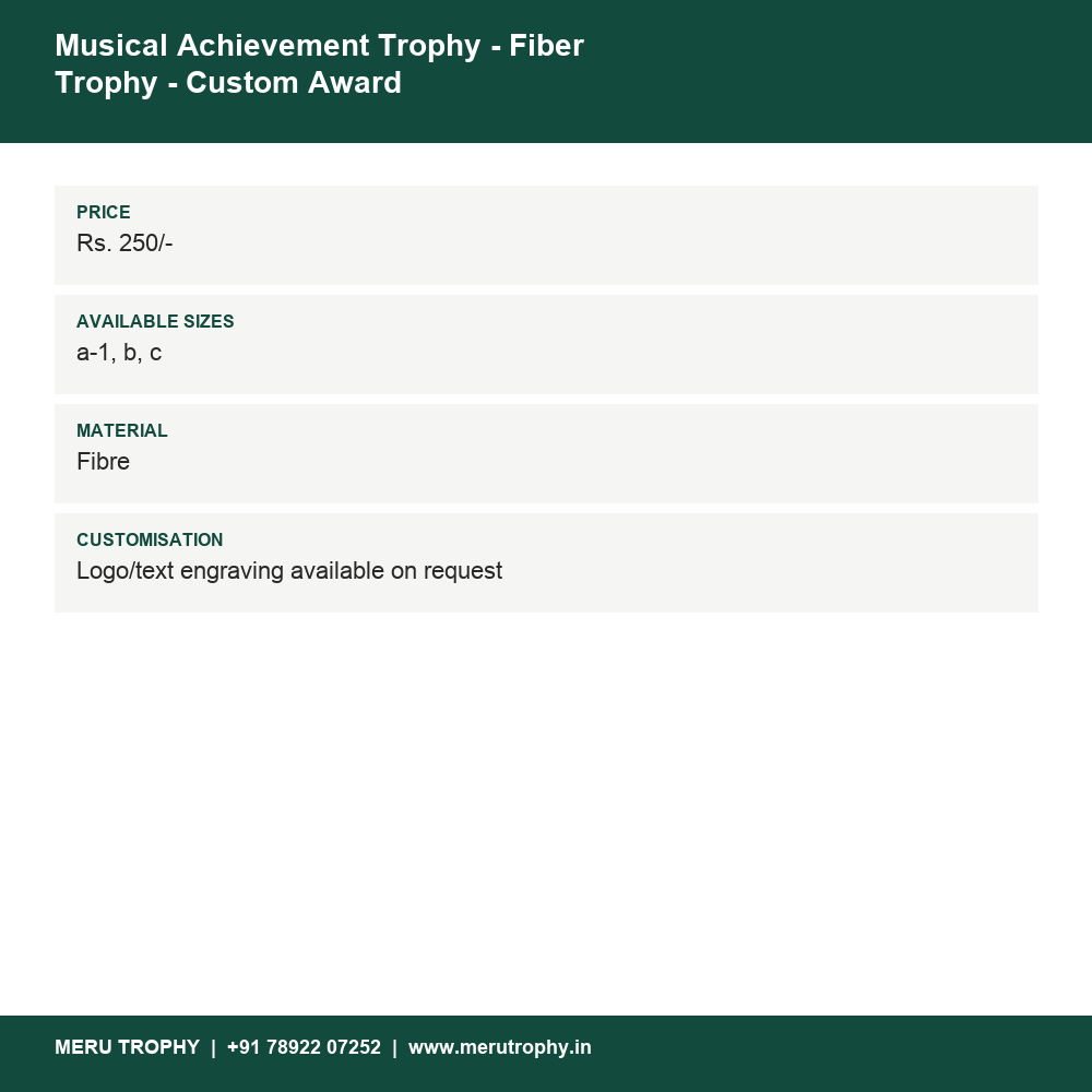 Musical Achievement Trophy - Fiber Trophy - Custom Award details - Meru Trophy