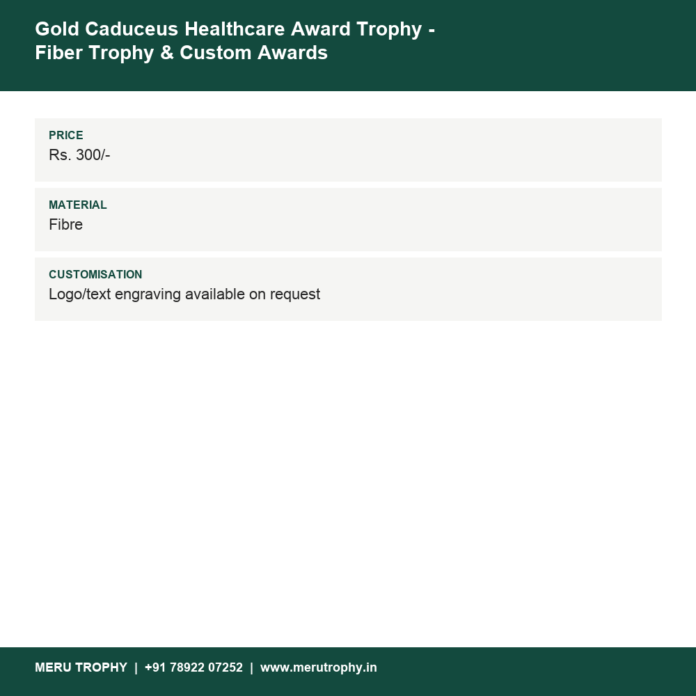 Gold Caduceus Healthcare Award Trophy - Fiber Trophy & Custom Awards details - Meru Trophy