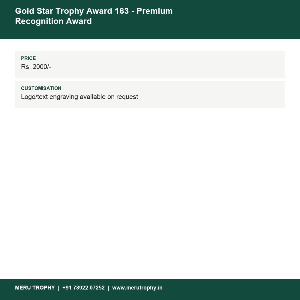 Gold Star Trophy Award 163 details - Meru Trophy
