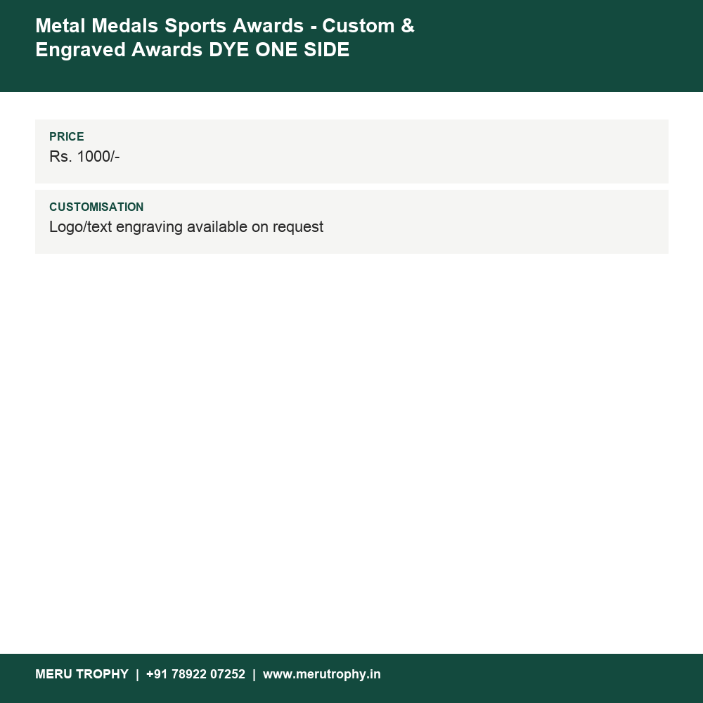 Metal Medals Sports Awards - Custom & Engraved Awards DYE ONE SIDE details - Meru Trophy