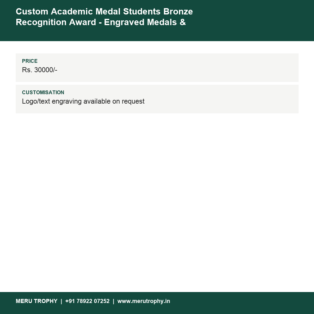 Custom Academic Medal Students Bronze Recognition Award - Engraved Medals & Trophies 5 details - Meru Trophy
