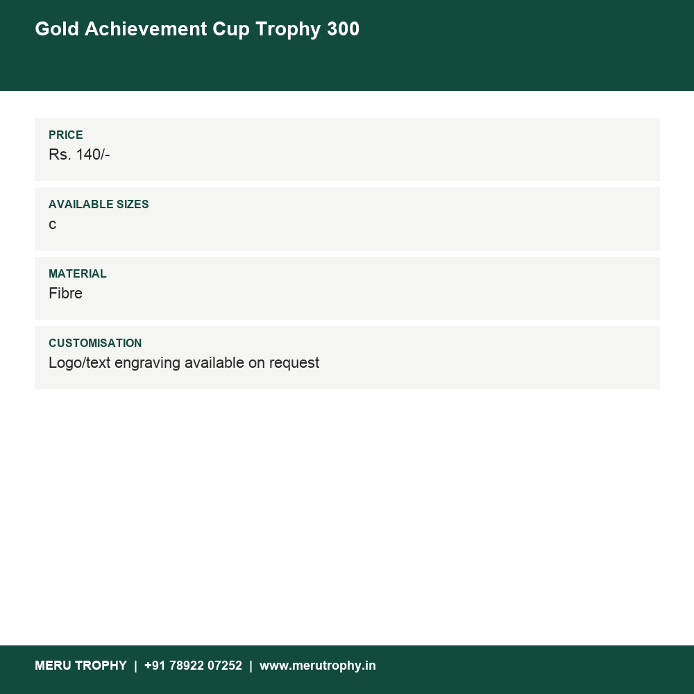 Gold Achievement Cup Trophy 300 details - Meru Trophy