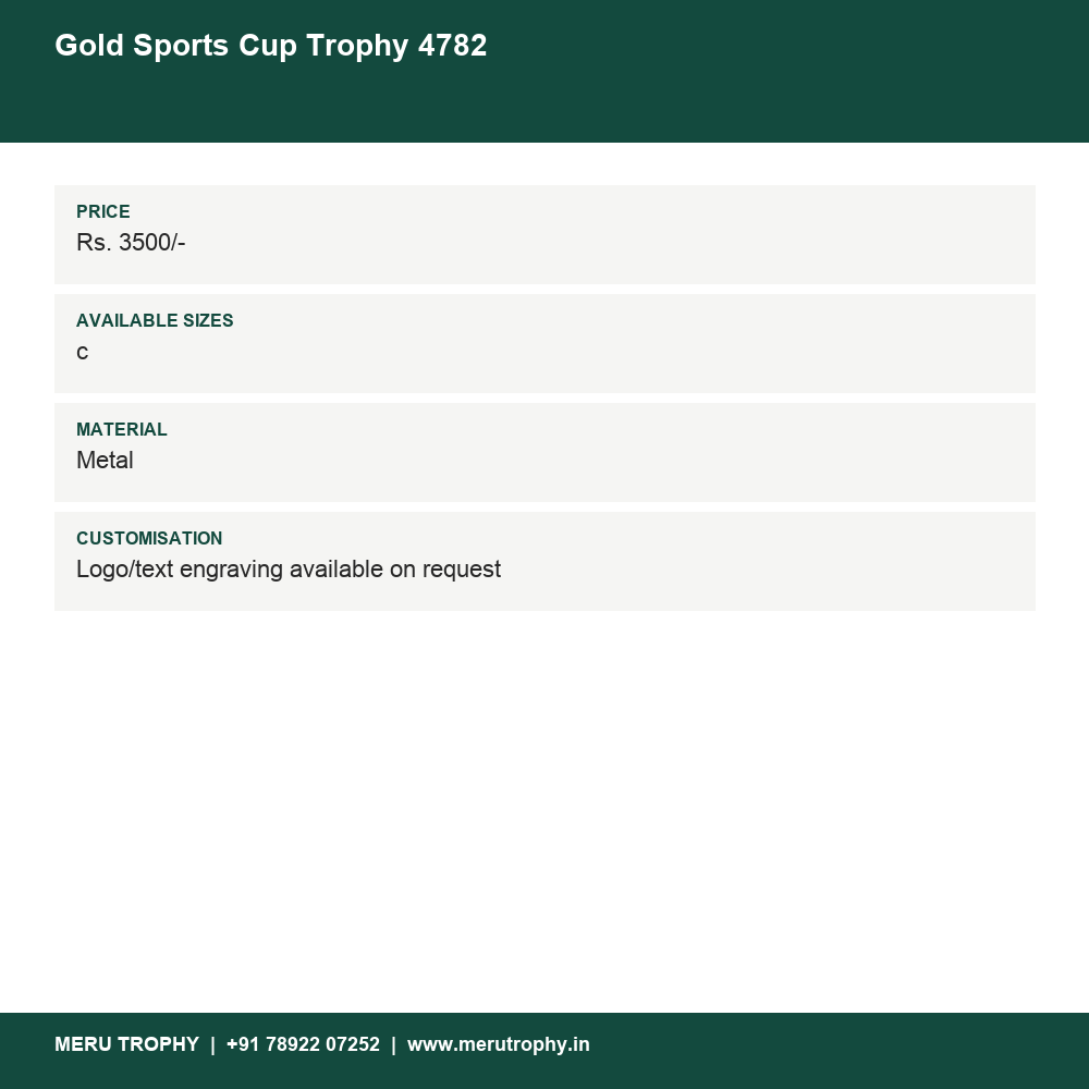 Gold Sports Cup Trophy 4782 details - Meru Trophy