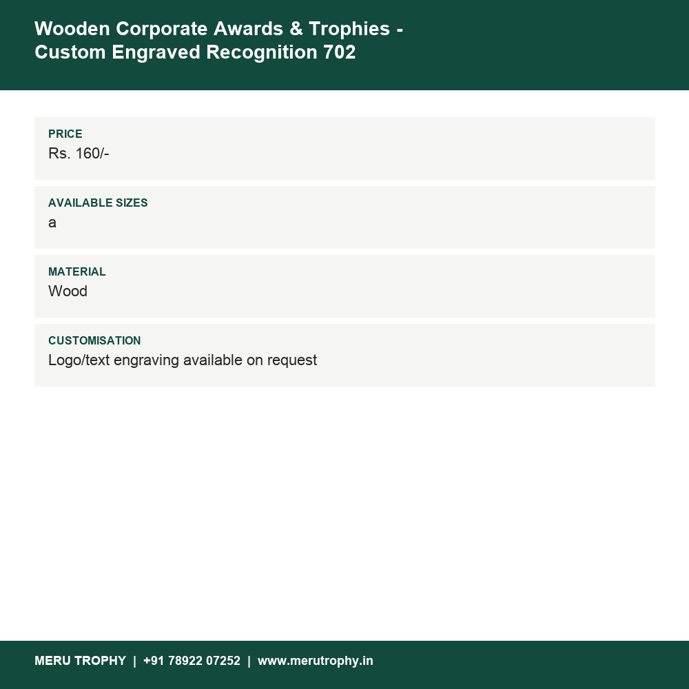 Wooden Corporate Awards & Trophies - Custom Engraved Recognition 702 details - Meru Trophy