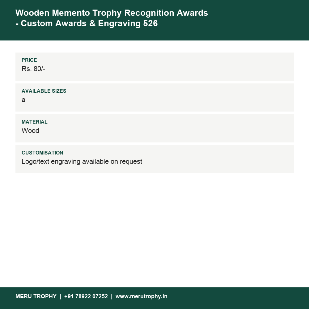 Wooden Memento Trophy Recognition Awards - Custom Awards & Engraving 526 details - Meru Trophy