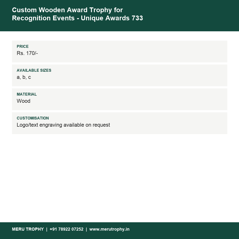 Custom Wooden Award Trophy for Recognition Events - Unique Awards 733 details - Meru Trophy
