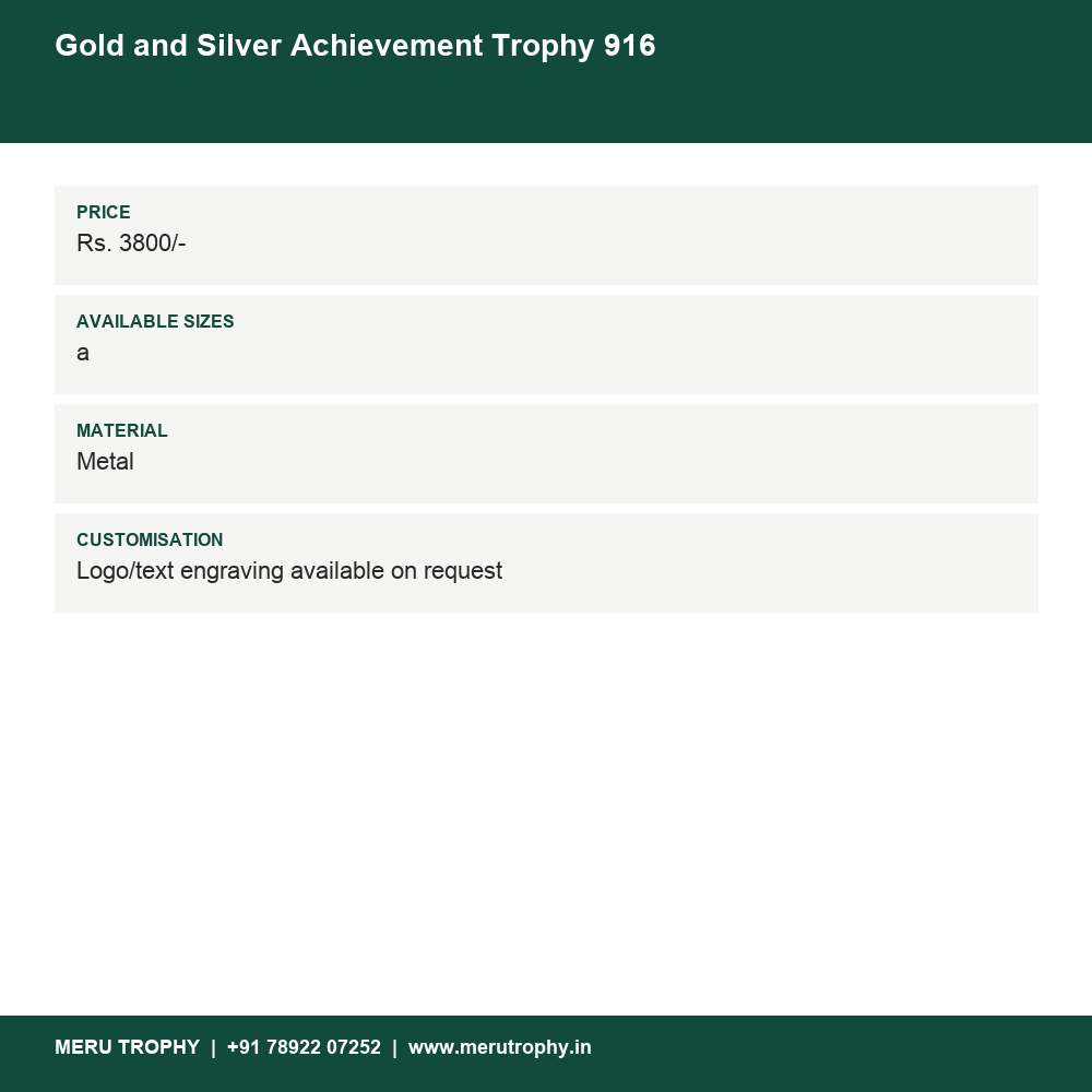 Gold and Silver Achievement Trophy 916 details - Meru Trophy