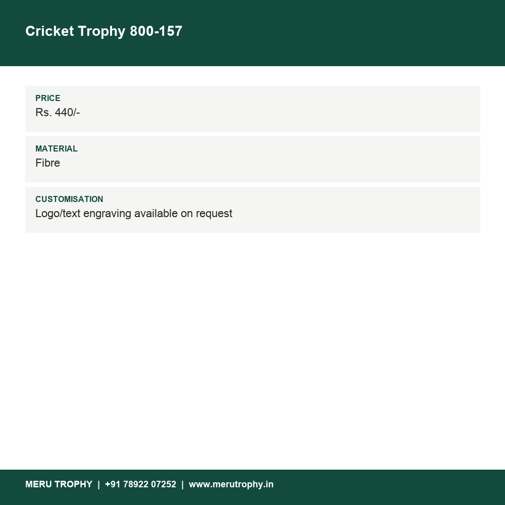 Cricket Trophy 800-157 details - Meru Trophy