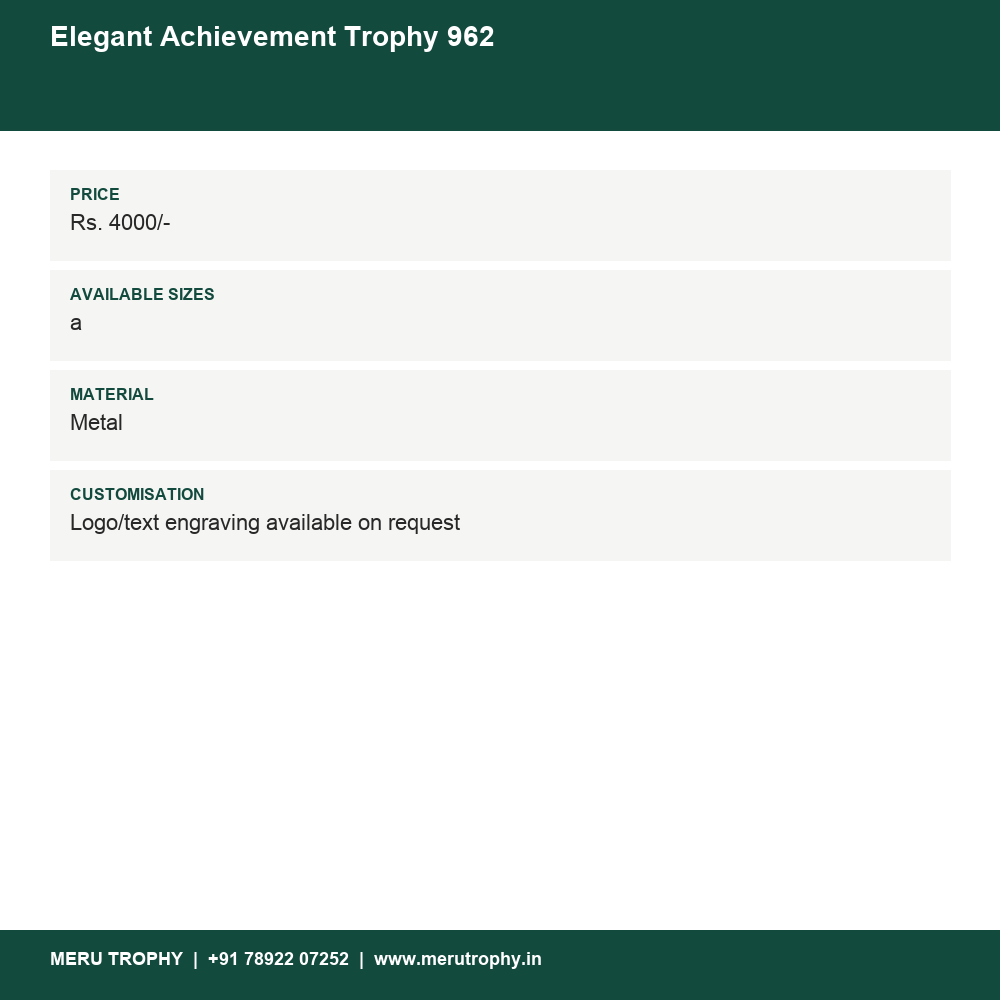Elegant Achievement Trophy 962 details - Meru Trophy