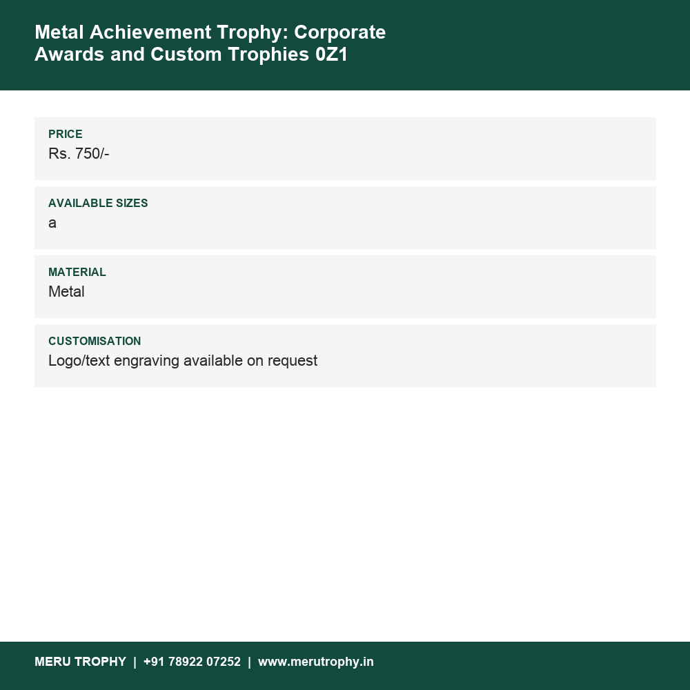 Metal Achievement Trophy: Corporate Awards and Custom Trophies 0Z1 details - Meru Trophy