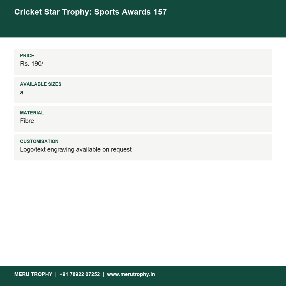 Cricket Star Trophy: Sports Awards 157 details - Meru Trophy