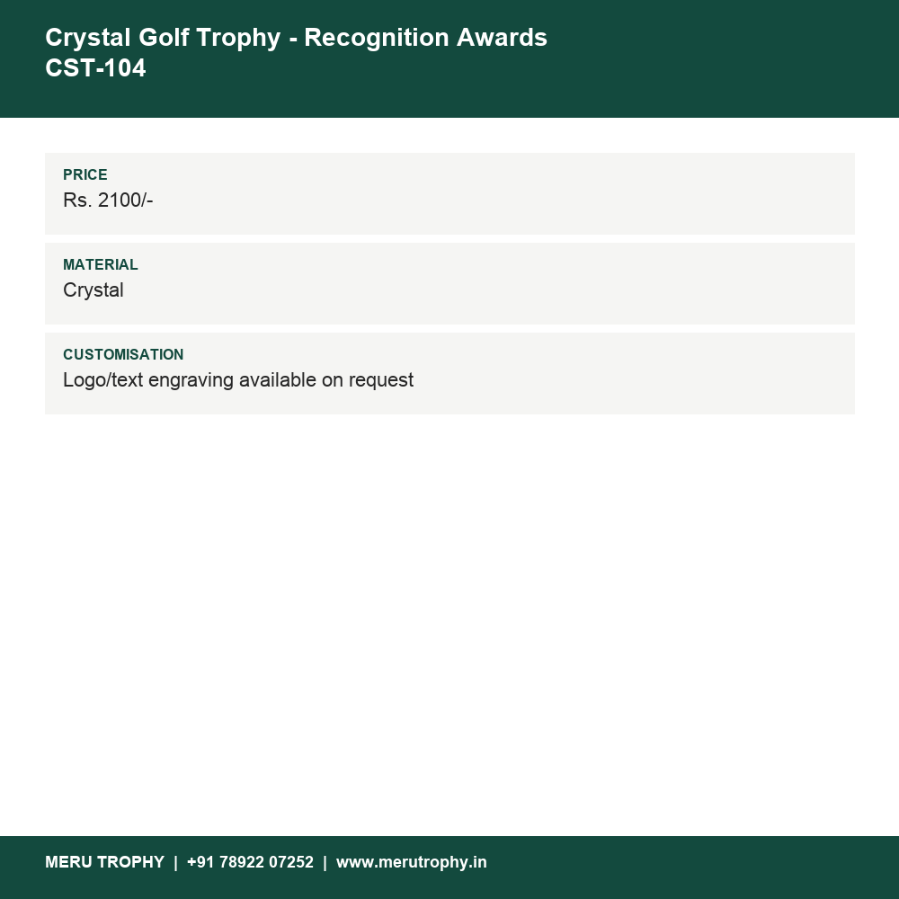 Crystal Golf Trophy - Recognition Awards CST-104 details - Meru Trophy