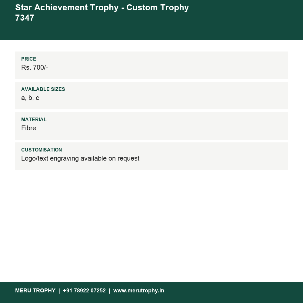 Star Achievement Trophy - Custom Trophy 7347 details - Meru Trophy