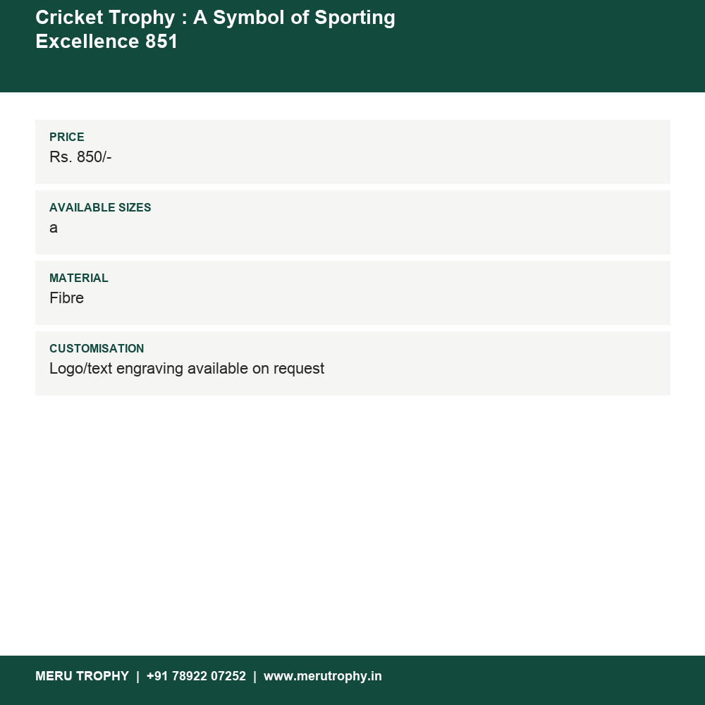 Cricket Trophy : A Symbol of Sporting Excellence 851 details - Meru Trophy