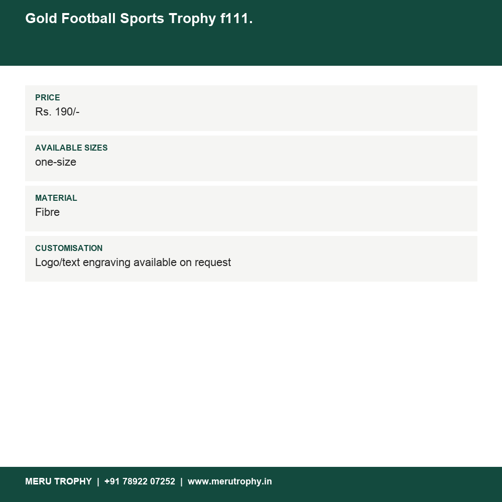Gold Football Sports Trophy f111 details - Meru Trophy