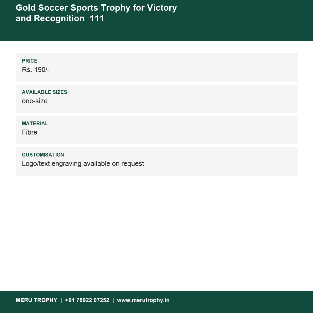 Gold Soccer Sports Trophy for Victory and Recognition  111 details - Meru Trophy