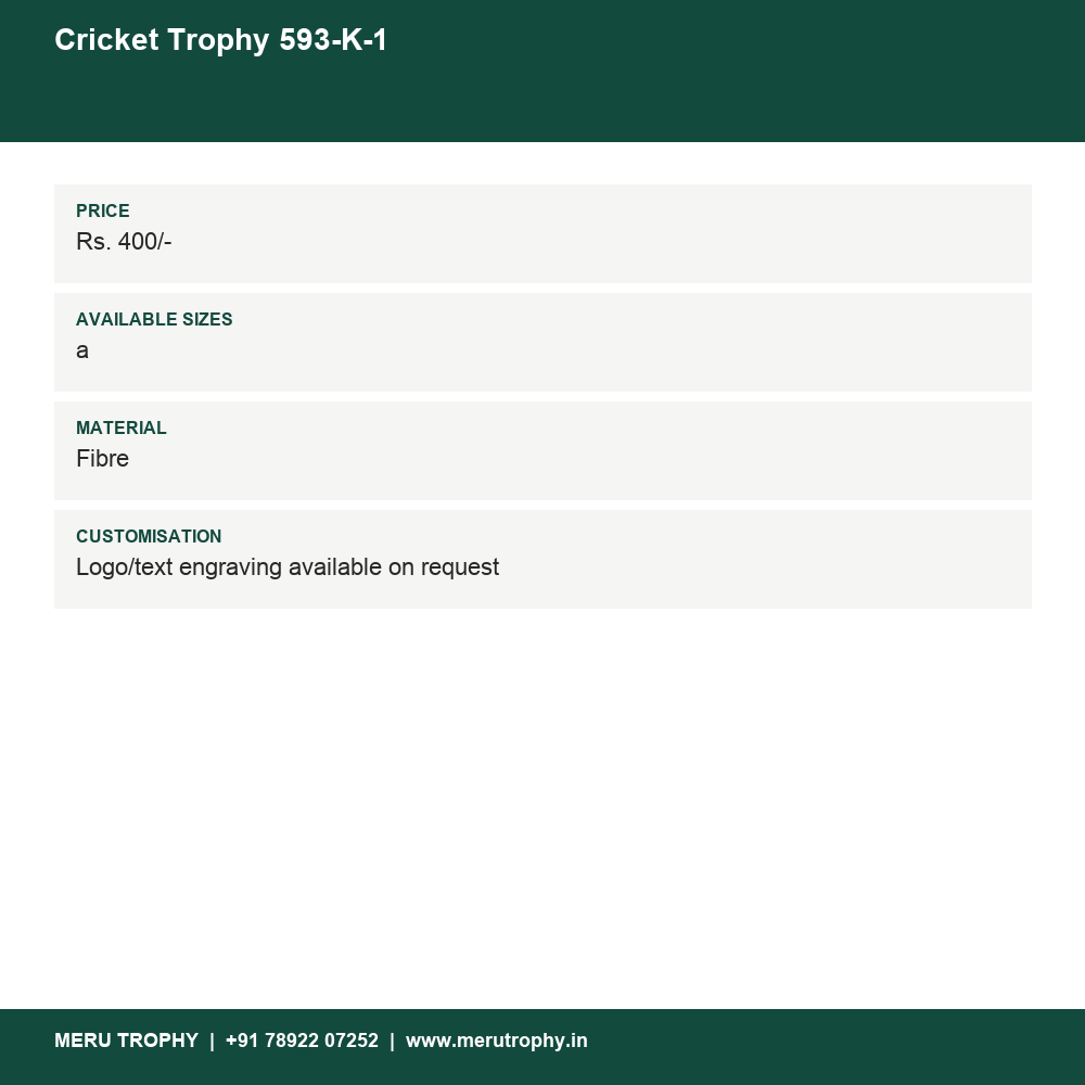 Cricket Trophy 593-K-1 details - Meru Trophy