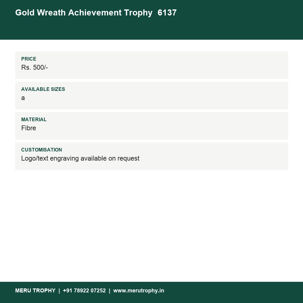 Gold Wreath Achievement Trophy 6137 details - Meru Trophy