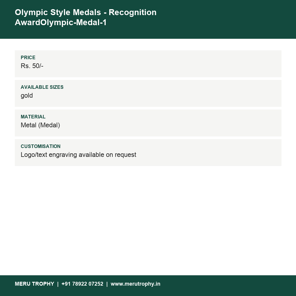 Olympic Style Medals - Recognition AwardOlympic-Medal-1 details - Meru Trophy