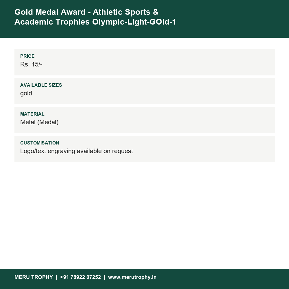 Gold Medal Award - Athletic Sports & Academic Trophies Olympic-Light-GOld-1 details - Meru Trophy