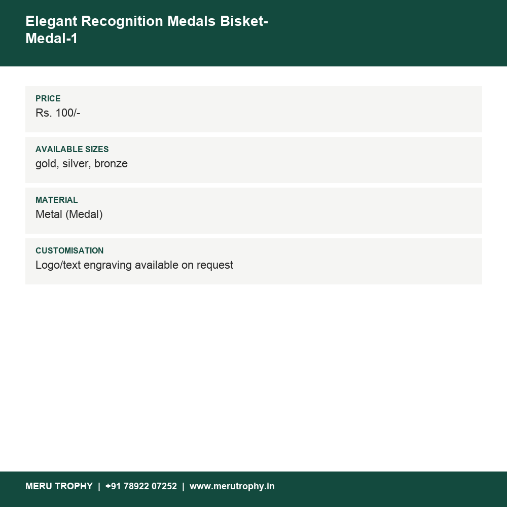Elegant Recognition Medals Bisket-Medal-1 details - Meru Trophy