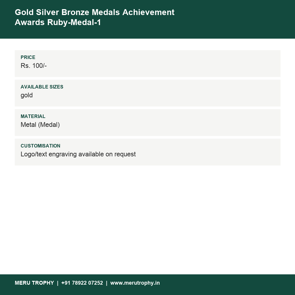 Gold Silver Bronze Medals Achievement Awards Ruby-Medal-1 details - Meru Trophy