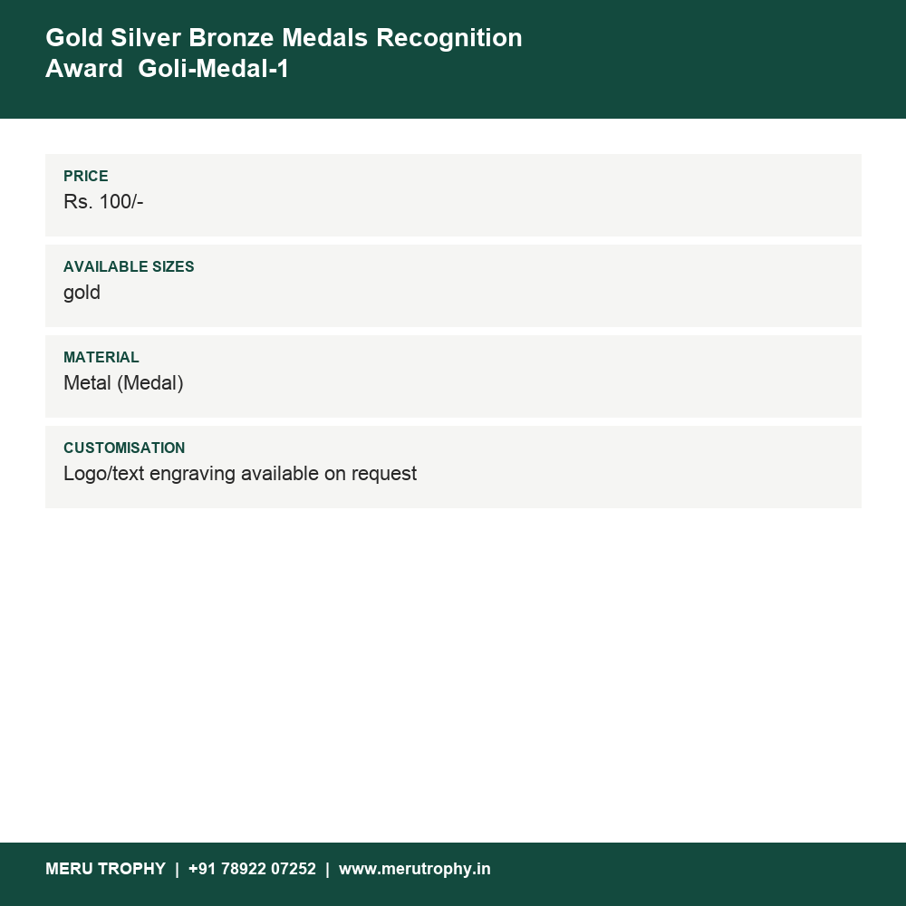 Gold Silver Bronze Medals Recognition Award Goli-Medal-1 details - Meru Trophy