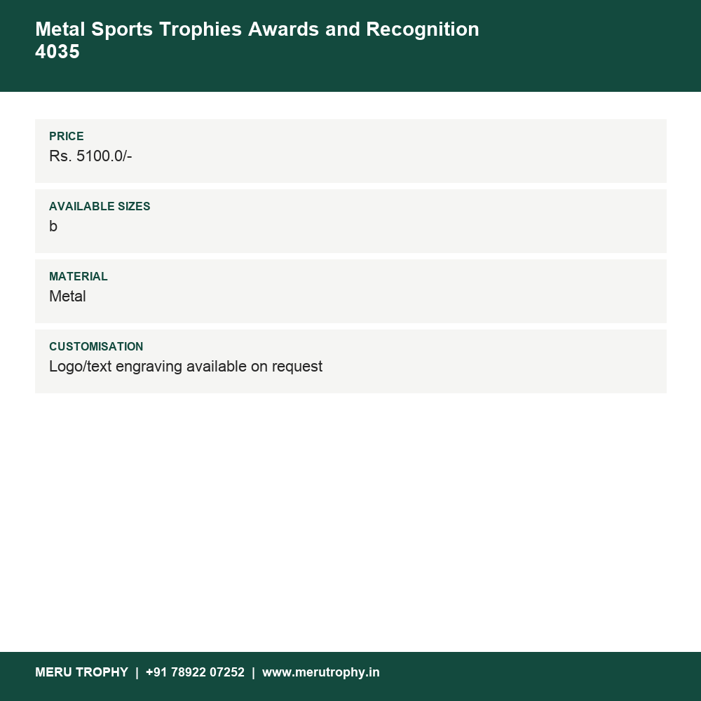 Metal Sports Trophies Awards and Recognition 4035 details - Meru Trophy
