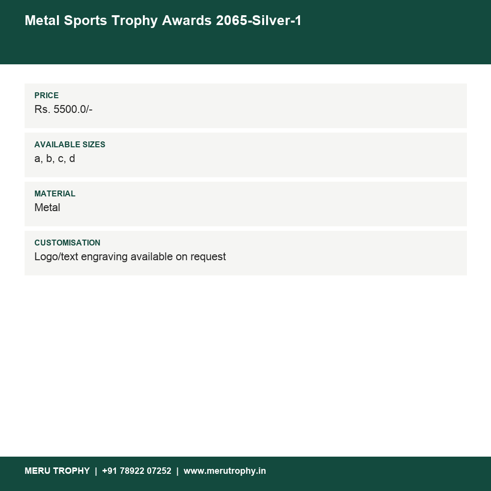 Metal Sports Trophy Awards 2065-Silver-1 details - Meru Trophy