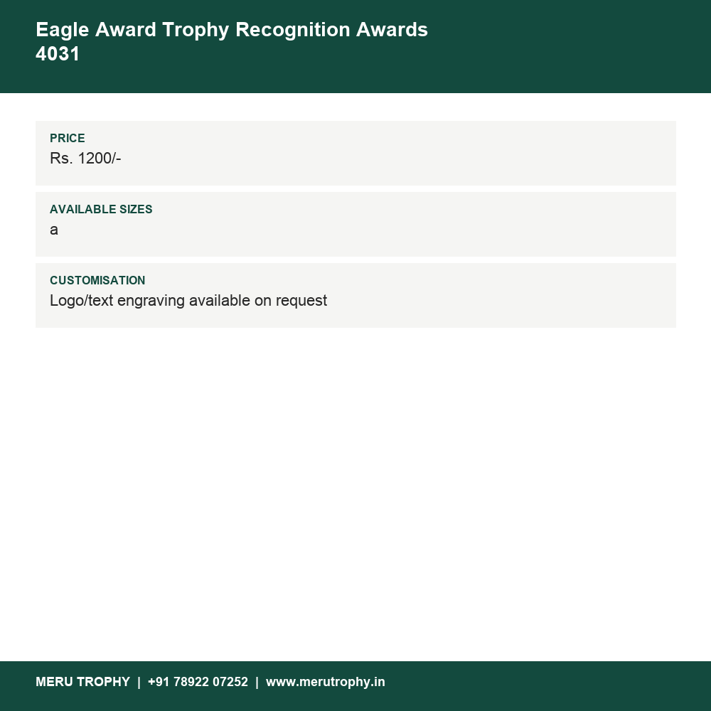 Eagle Award Trophy Recognition Awards 4031 details - Meru Trophy