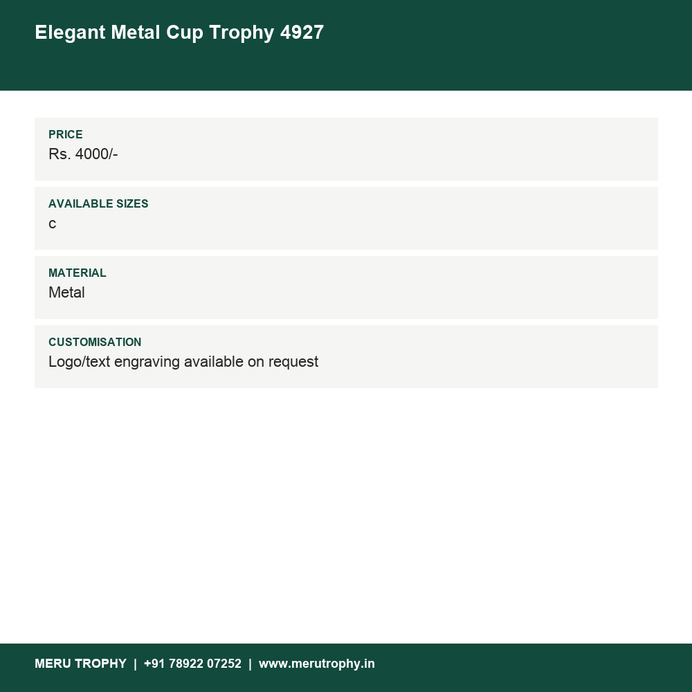 Elegant Metal Cup Trophy 4927 details - Meru Trophy