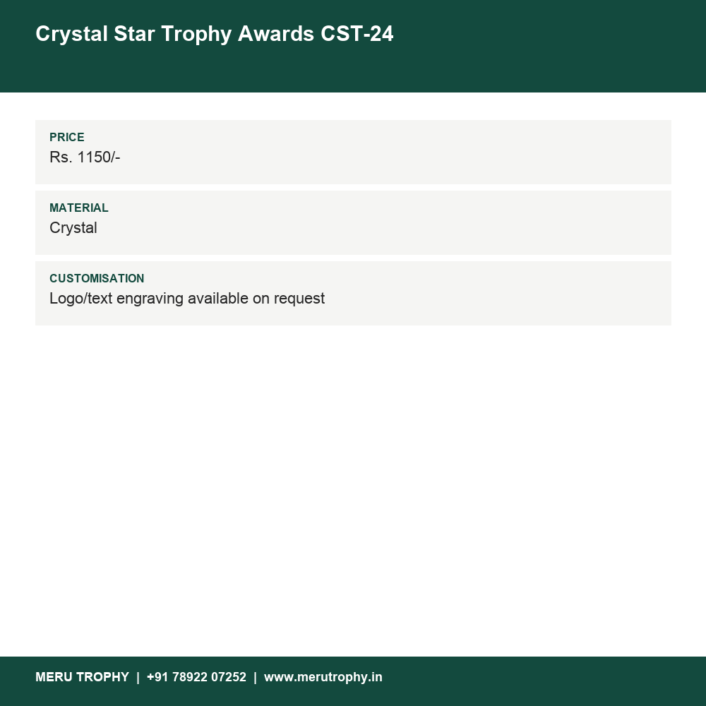 Crystal Star Trophy Awards CST-24 details - Meru Trophy