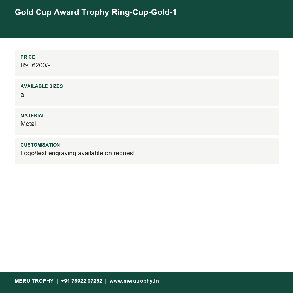 Gold Cup Award Trophy Ring-Cup-Gold-1 details - Meru Trophy